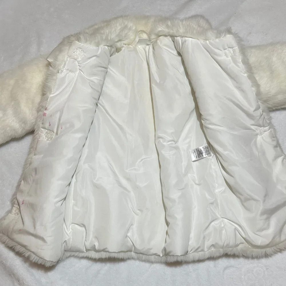 Edgehill collection Elegant Cream Faux Fur Kids Coat 24mo
